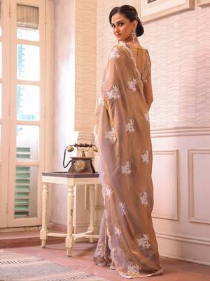Rose floral sequinned tissue saree 3