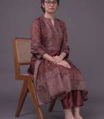 women ethnic motifs printed regular chanderi silk kurta with trousers & with dupatta