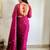 magenta magenta floral embroidered beads & stones saree