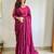 magenta magenta floral embroidered beads & stones saree