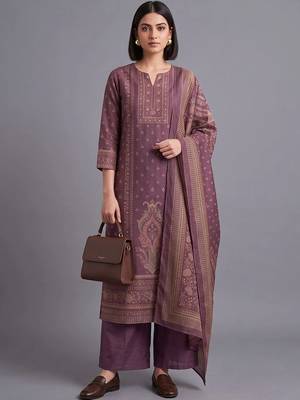 women ethnic motifs printed regular sequinned kurta with palazzos & with dupatta 1