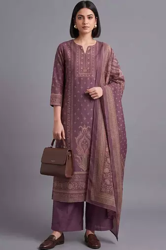 women ethnic motifs printed regular sequinned kurta with palazzos & with dupatta