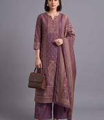 women ethnic motifs printed regular sequinned kurta with palazzos & with dupatta