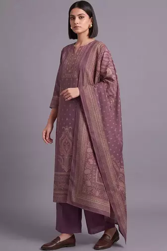 women ethnic motifs printed regular sequinned kurta with palazzos & with dupatta