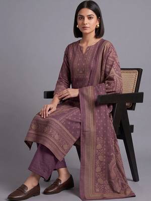 women ethnic motifs printed regular sequinned kurta with palazzos & with dupatta 5