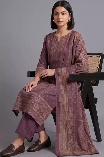 women ethnic motifs printed regular sequinned kurta with palazzos & with dupatta