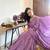 lavender lavender floral embroidered beads & stones saree