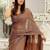 Brown embellished sequinned pure georgette designer saree