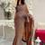 Brown embellished sequinned pure georgette designer saree