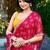 maroon bandhani embroidered poly georgette designer saree