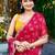 maroon bandhani embroidered poly georgette designer saree