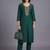 women ethnic motifs embroidered regular thread work kurta with trousers & with dupatta