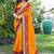 orange bandhani zari poly georgette heavy work bandhani saree