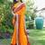 orange bandhani zari poly georgette heavy work bandhani saree