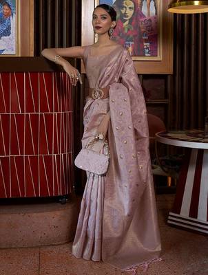 mauve ethnic motifs woven design zari banarasi saree 2