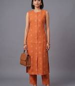 women printed regular kurta with trousers