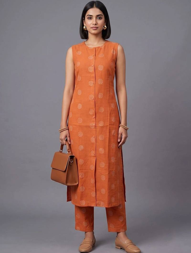 women printed regular kurta with trousers