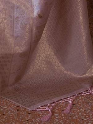 mauve ethnic motifs woven design zari banarasi saree 4