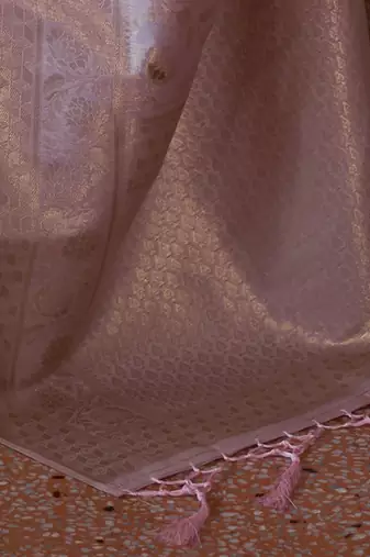 mauve ethnic motifs woven design zari banarasi saree