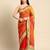 pink gotta patti poly georgette bandhani saree