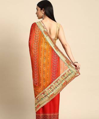 pink gotta patti poly georgette bandhani saree 3
