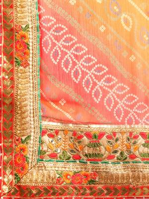 pink gotta patti poly georgette bandhani saree 5