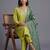 women ethnic motifs embroidered regular thread work kurta with trousers & with dupatta