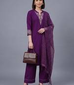 women ethnic motifs embroidered regular thread work kurta with palazzos & with dupatta