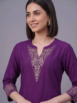women ethnic motifs embroidered regular thread work kurta with palazzos & with dupatta 2