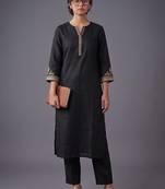 women ethnic motifs embroidered regular thread work kurta with trousers
