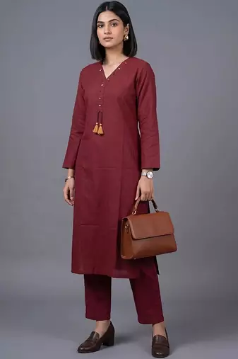 women regular kurta with trousers