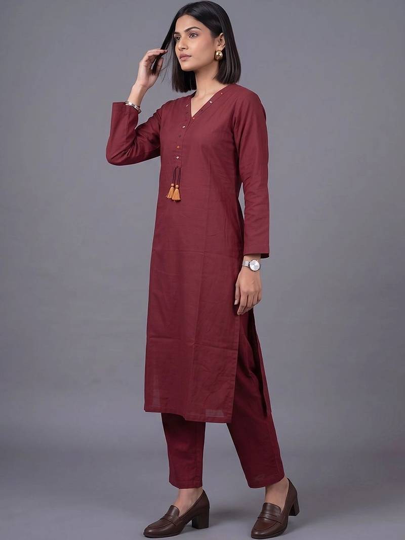 women regular kurta with trousers