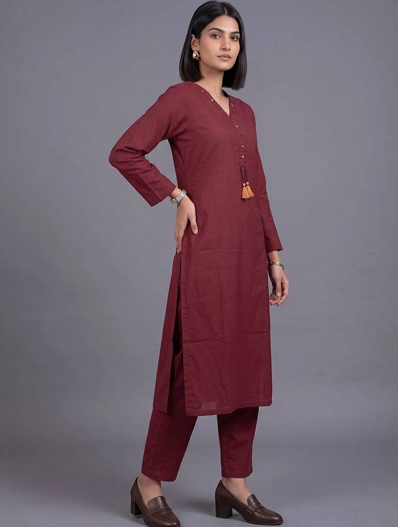 women regular kurta with trousers