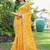 yellow bandhani embroidered poly georgette bandhani saree