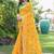 yellow bandhani embroidered poly georgette bandhani saree