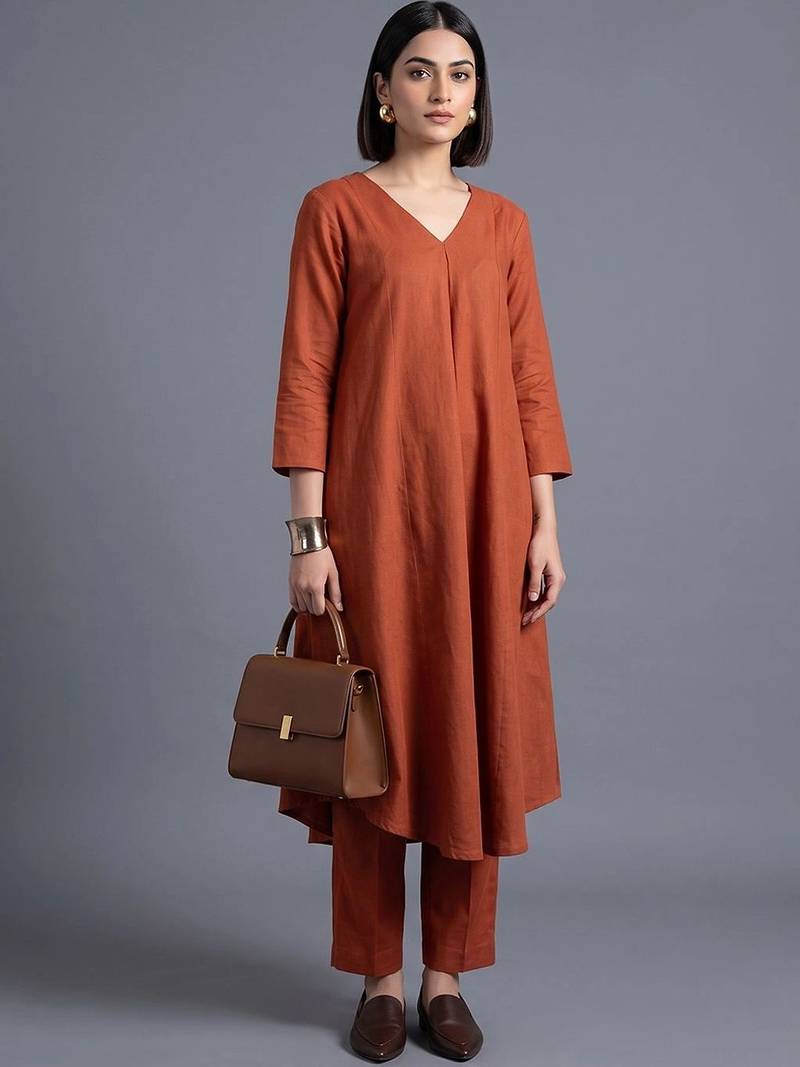 women regular kurta with trousers