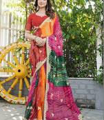 Multicolor bandhani embroidered poly georgette bandhani saree