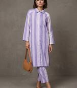 women striped regular cotton kurta with trousers
