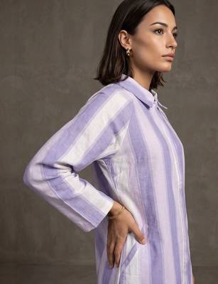 women striped regular cotton kurta with trousers 4