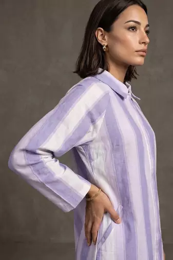 women striped regular cotton kurta with trousers