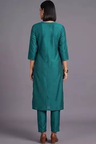 women ethnic motifs embroidered regular sequinned kurta with trousers & with dupatta