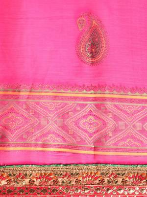 pink gotta patti poly georgette bandhani saree 4