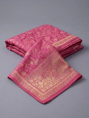 women ethnic motifs printed regular chanderi silk kurta with trousers & dupatta 5