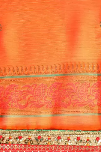 Pink gotta patti poly georgette bandhani saree