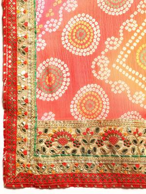 Pink gotta patti poly georgette bandhani saree 5