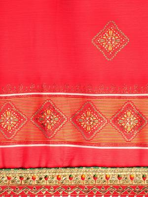 red gotta patti poly georgette bandhani saree 4