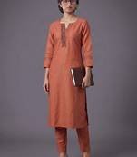 women ethnic motifs embroidered regular thread work kurta with trousers