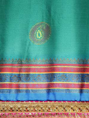 Turquoise gotta patti poly georgette bandhani saree 4