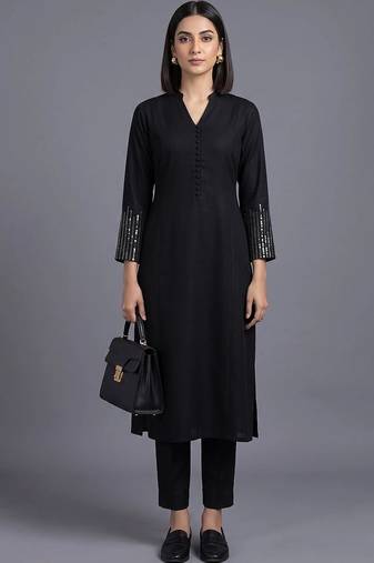 women regular sequinned kurta with trousers