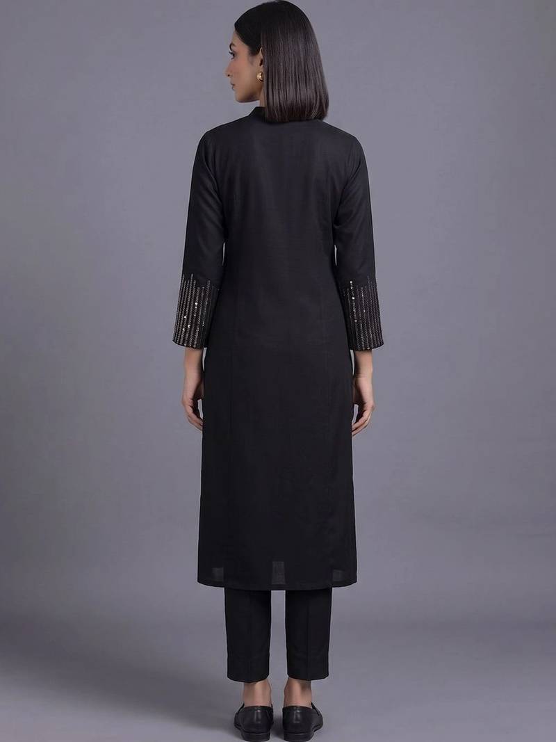 women regular sequinned kurta with trousers